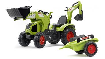 Claas Axos Traktor m/Frontskovl + Gravekran + Anhænger