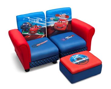 Disney Biler/Cars Polstret Sofa/stole til 2 børn med fodskammel-2