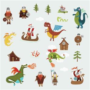 Drager og vikinger wallstickers-3