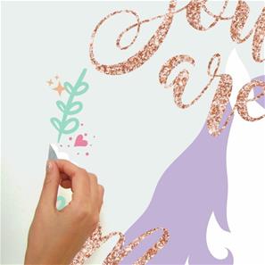 Enhjørning / Unicorn ''You are Magic'' Gigant Wallsticker med glitter-3