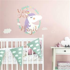 Enhjørning / Unicorn ''You are Magic'' Gigant Wallsticker med glitter-5