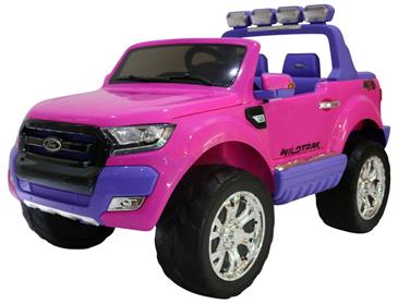 Ford Ranger F650 4x4 12v Pink m/4x12V + Gummihjul + fjernb