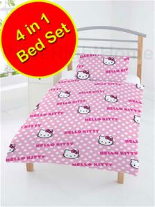 Hello Kitty Junior 4-i-1 Pakke(sengetøj, dyne, hovedpude)