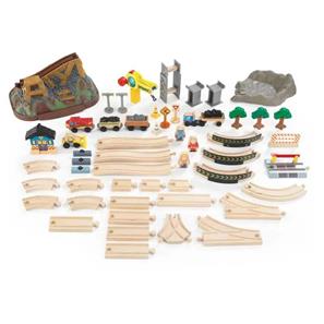 Kidkraft Træ Construction Tog sæt m/tilbehør-5