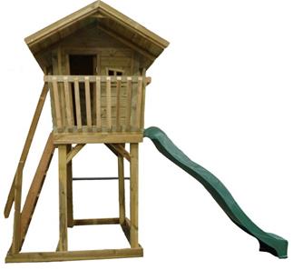 Legehus Wood2Play Høj m/rutsjebane