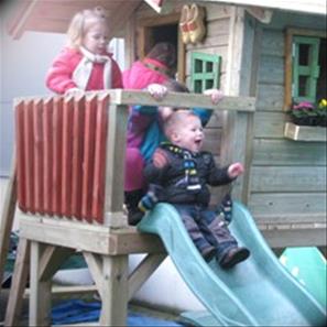 Legehus Wood2Play Høj m/rutsjebane-2