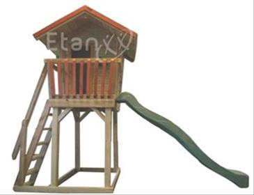 Legehus Wood2Play Høj m/rutsjebane-4