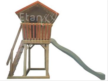 Legehus Wood2Play Høj m/rutsjebane-5