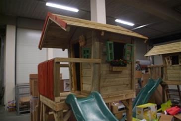 Legehus Wood2Play Høj m/rutsjebane-6