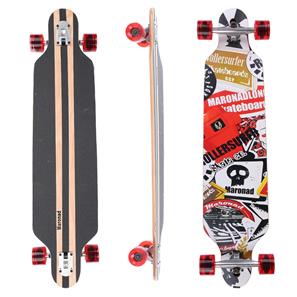 Longboard 41 ''DROP TROUGH RACE'' Skateboard m/LED Lys, SAT