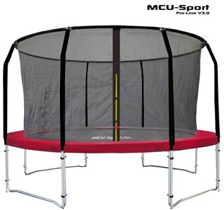 MCU-Sport Pro-line 3,7m Rød Trampolin V3.0 + Pro sikkerhedsnet