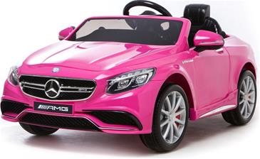 Mercedes S63 AMG til Børn 12V m/2.4G fjernbetjening og Gummihjul Pink