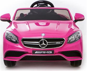 Mercedes S63 AMG til Børn 12V m/2.4G fjernbetjening og Gummihjul Pink-2