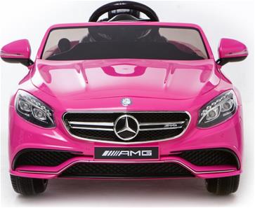 Mercedes S63 AMG til Børn 12V m/2.4G fjernbetjening og Gummihjul Pink-2