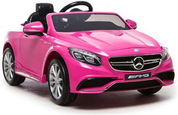 Mercedes S63 AMG til Børn 12V m/2.4G fjernbetjening og Gummihjul Pink-7