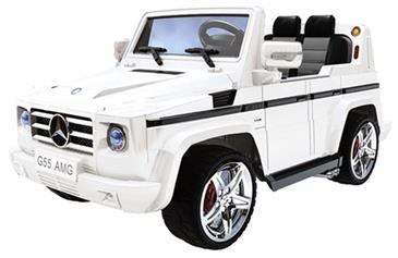 Mercedes SUV G55 Elbil til Børn 12V Hvid m/Gummihjul + fjernb