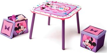 Minnie Mouse Bord og 2 stk. skammel med opbevaring