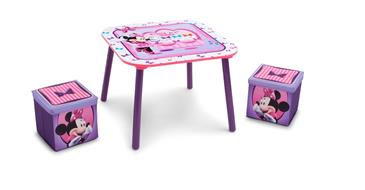 Minnie Mouse Bord og 2 stk. skammel med opbevaring-2