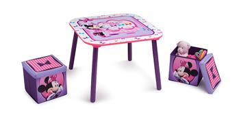 Minnie Mouse Bord og 2 stk. skammel med opbevaring-3