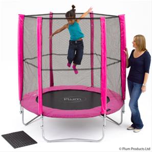 Plum Trampolin 6'' 1,8m + Sikkerhedsnet, Pink