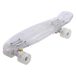 Maronad Retro Minicruiser Transparent Skateboard m/LED Lys og ABEC7, Hvid