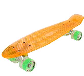  Maronad Retro Minicruiser Transparent Skateboard  m/LED Lys ABEC7,Orange