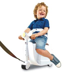 Skoot 2-i-1 Trolley Kuffert og køretøj med hjul til børn, Hvid