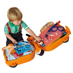 Skoot 2-i-1 Trolley Kuffert og køretøj med hjul til børn, Orange-2