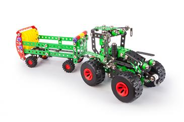 Traktor m/anhænger Metal Konstruktionsbyggesæt - Fred og Stinky-2