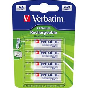 Verbatim opladelige batterier, AA(LR06), Ni-MH, 2500mAh, 1,2V