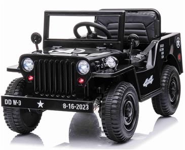 Army Classic Adventure m/4x12V Motor + Gummihjul + Lædersæde, Sort