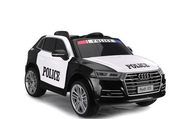 Audi Q5 Politibil Elbil til Børn 12V m/2.4G, Lædersæde, Gummihjul-4