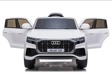 Audi Q8 Elbil til børn 12v Hvid m/Gummihjul + 2.4G + Lædersæde-10