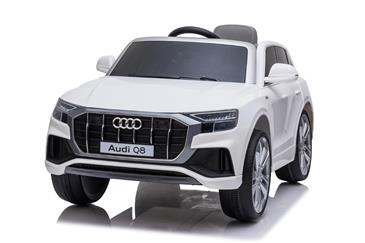 Audi Q8 Elbil til børn 12v Hvid m/Gummihjul + 2.4G + Lædersæde-5