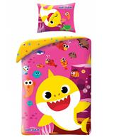 Baby Shark Pink Sengetøj - 100 Procent Bomuld