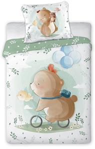 Bamse på Cykel Cuddles Junior Sengetøj 100x135 cm - 100% Bomuld