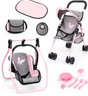 Bayer Design Buggy Dukke klapvogn Mega Sæt, Grå/Pink