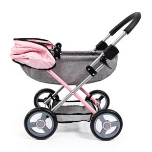 Bayer Design Cosy dukkevogn med pusletaske, tæppe  Grå/Pink-4