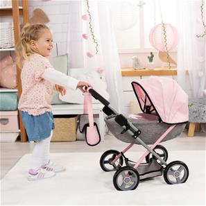 Bayer Design Cosy dukkevogn med pusletaske, tæppe  Grå/Pink-6