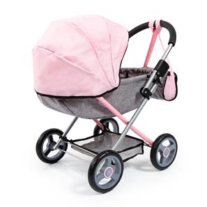 Bayer Design Cosy dukkevogn med pusletaske, tæppe  Grå/Pink-8