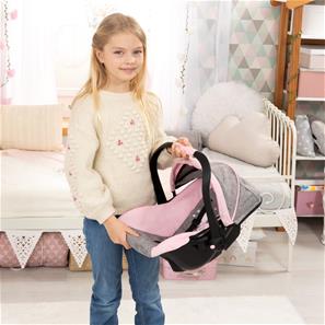 Bayer Design Deluxe Dukkeautostol med solskygge, pink/grå-10