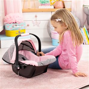 Bayer Design Deluxe Dukkeautostol med solskygge, pink/grå-7