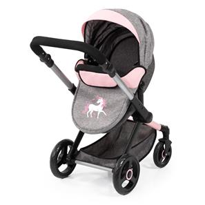 Bayer Design Kombi Dukkevogn XEO deluxe Sæt, Grå/Pink-11