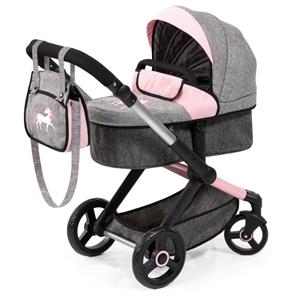 Bayer Design Kombi Dukkevogn XEO deluxe Sæt, Grå/Pink-2