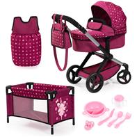 Bayer Design Kombi Dukkevogn XEO deluxe Sæt, mørk pink