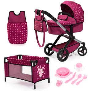 Bayer Design Kombi Dukkevogn XEO deluxe Sæt, mørk pink