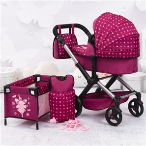 Bayer Design Kombi Dukkevogn XEO deluxe Sæt, mørk pink-3
