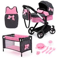 Bayer Design Kombi Dukkevogn XEO deluxe Sæt, Sort/Pink