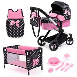 Bayer Design Kombi Dukkevogn XEO deluxe Sæt, Sort/Pink