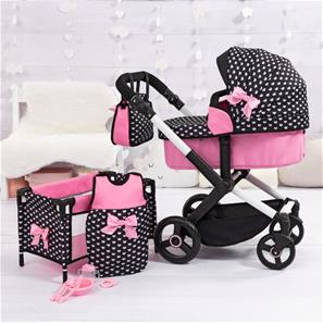 Bayer Design Kombi Dukkevogn XEO deluxe Sæt, Sort/Pink-11
